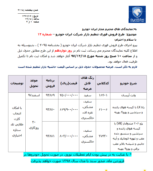 آغاز طرح فروش فوری ۳خودروی ایران خودرو با مدل۹۸ +جدول - 4